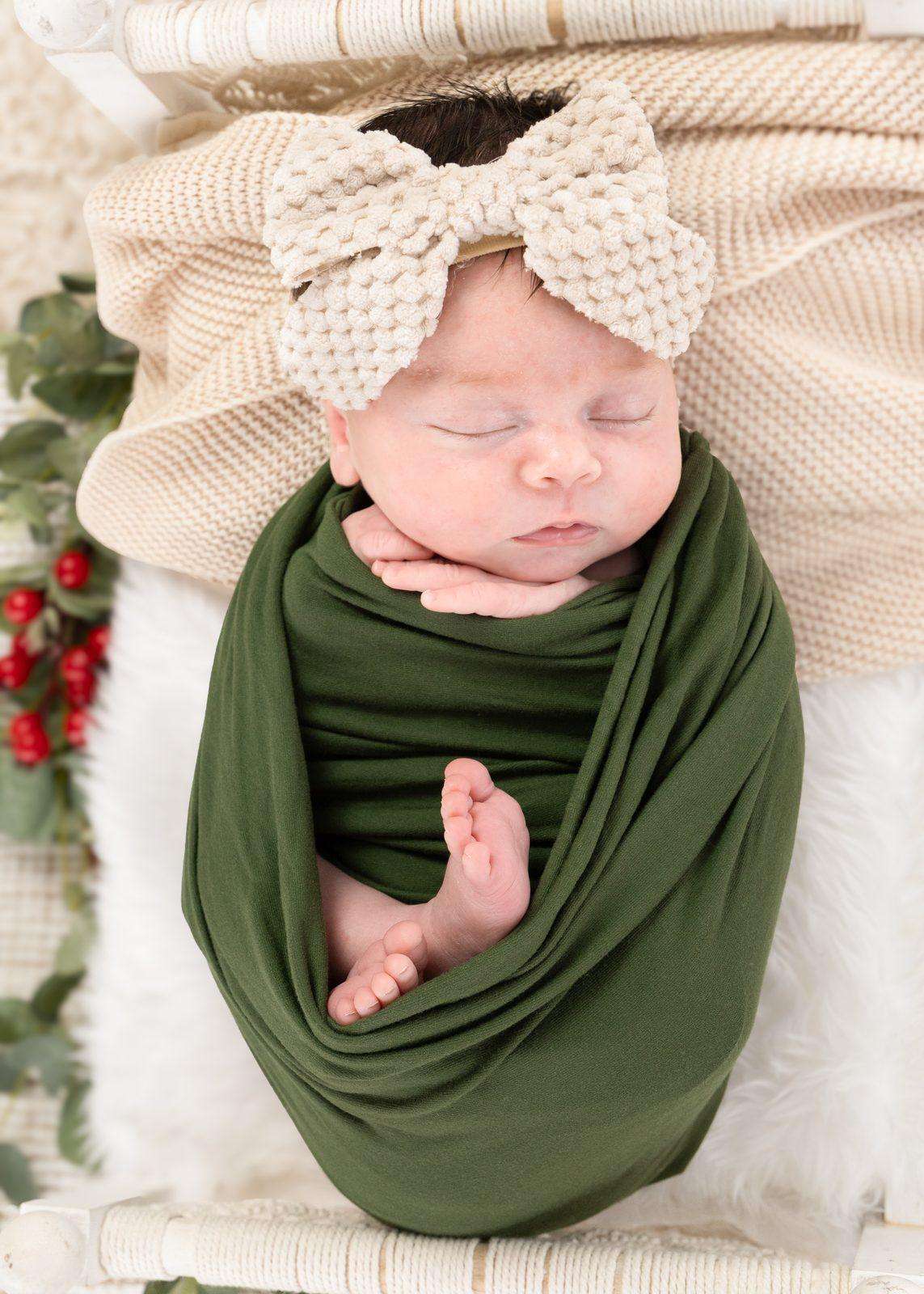 Newborn — green swaddle